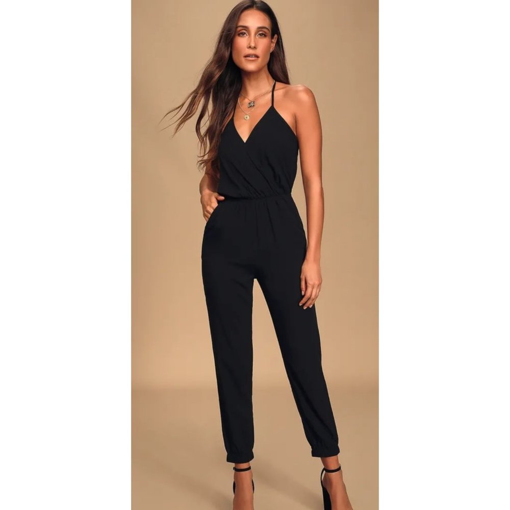 Lulus black halter jumpsuit